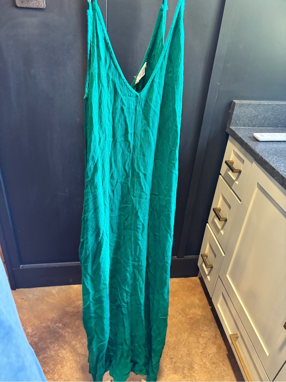 Lush Emerald Green V-Neck Maxi Slip Dress